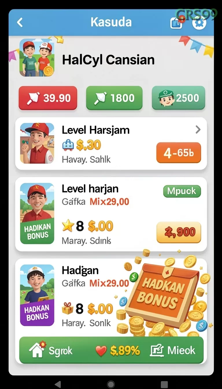 Cuplikan layar TITAN777 — menu navigasi